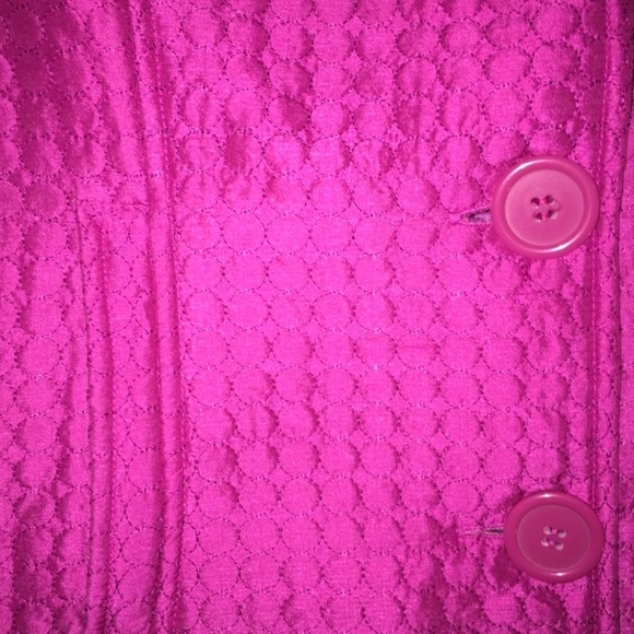 Vintage 90s Fuchsia Pink Silk Quilted Button-Down Cropped Blazer Jacket Small - Picture 6 of 7